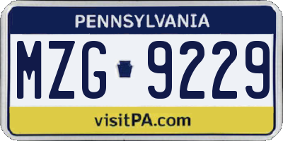 PA license plate MZG9229