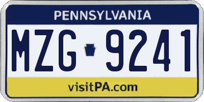 PA license plate MZG9241