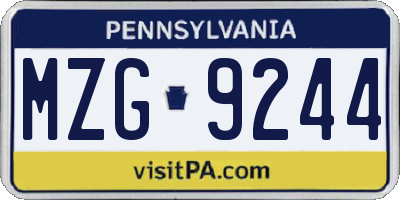 PA license plate MZG9244