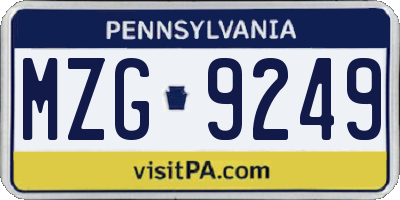 PA license plate MZG9249