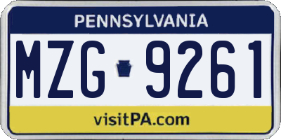 PA license plate MZG9261
