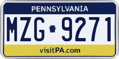 PA license plate MZG9271
