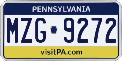 PA license plate MZG9272