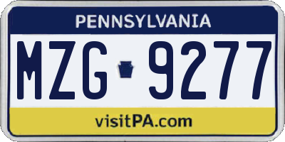 PA license plate MZG9277