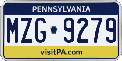 PA license plate MZG9279