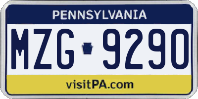 PA license plate MZG9290