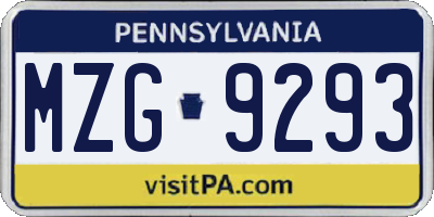 PA license plate MZG9293