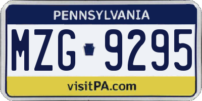 PA license plate MZG9295