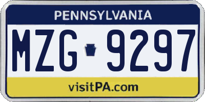 PA license plate MZG9297