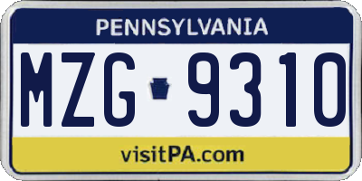 PA license plate MZG9310