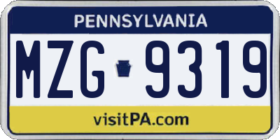 PA license plate MZG9319