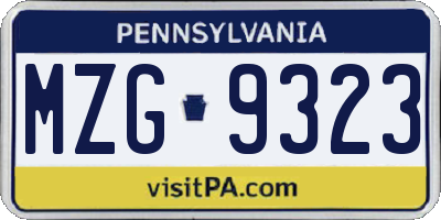 PA license plate MZG9323