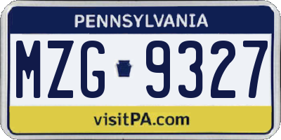 PA license plate MZG9327