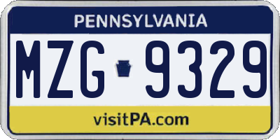 PA license plate MZG9329