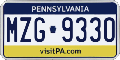 PA license plate MZG9330