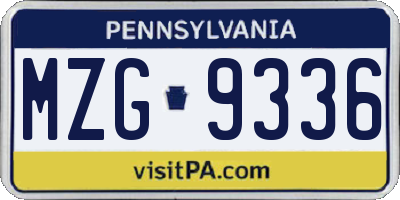 PA license plate MZG9336