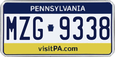 PA license plate MZG9338