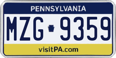 PA license plate MZG9359