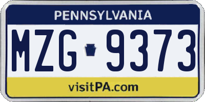 PA license plate MZG9373