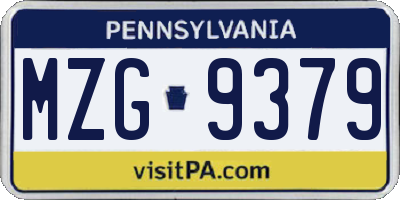 PA license plate MZG9379
