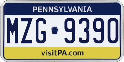PA license plate MZG9390
