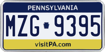 PA license plate MZG9395