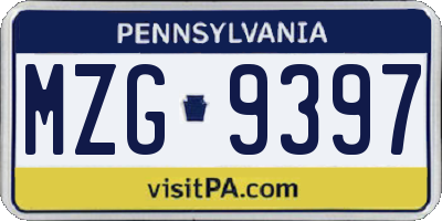 PA license plate MZG9397