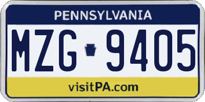 PA license plate MZG9405