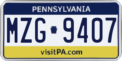 PA license plate MZG9407