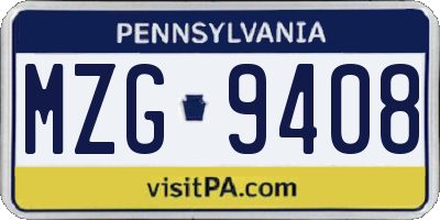 PA license plate MZG9408