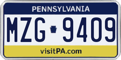 PA license plate MZG9409
