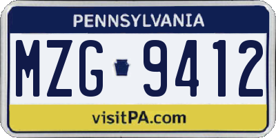 PA license plate MZG9412