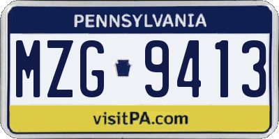 PA license plate MZG9413