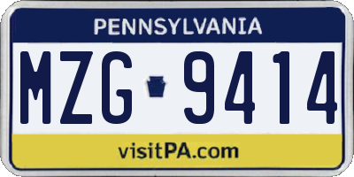 PA license plate MZG9414