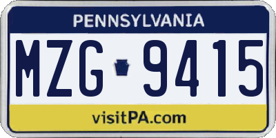 PA license plate MZG9415