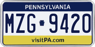 PA license plate MZG9420