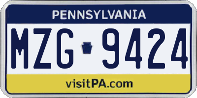 PA license plate MZG9424