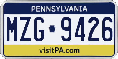 PA license plate MZG9426