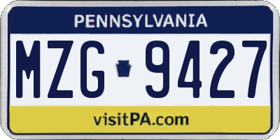 PA license plate MZG9427