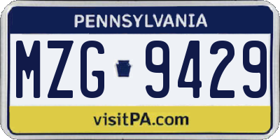 PA license plate MZG9429