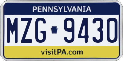 PA license plate MZG9430