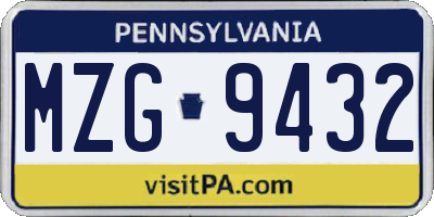 PA license plate MZG9432