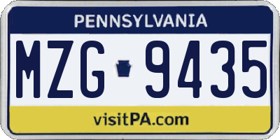 PA license plate MZG9435