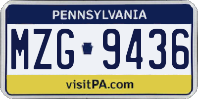 PA license plate MZG9436