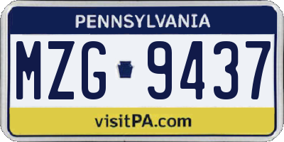 PA license plate MZG9437