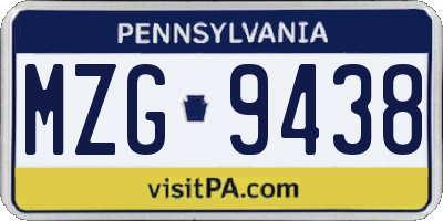 PA license plate MZG9438