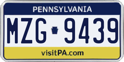 PA license plate MZG9439