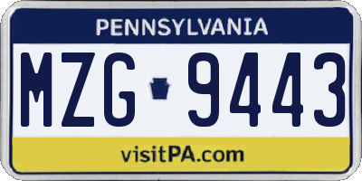 PA license plate MZG9443