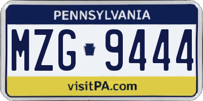 PA license plate MZG9444