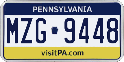 PA license plate MZG9448